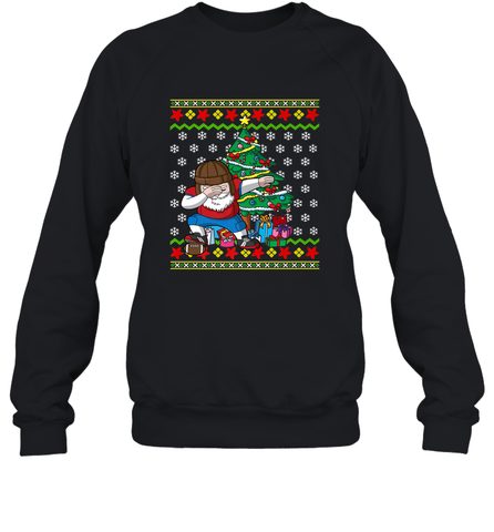 NFL Ugly Christmas Dabbing Santa Football Gift Crewneck Sweatshirt Crewneck Sweatshirt / Black / S Crewneck Sweatshirt - jonhlittlestore88