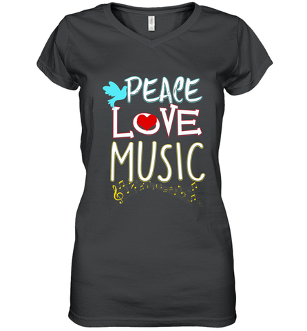 Peace Love Music Hippie Hipster Festival Women's V-Neck T-Shirt Women's V-Neck T-Shirt / Black / S Women's V-Neck T-Shirt - jonhlittlestore88