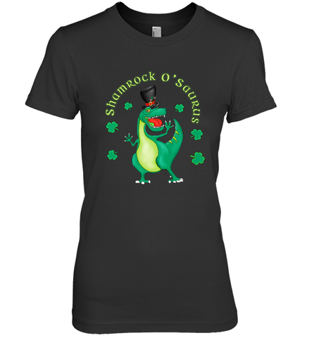 T Rex Dinosaur St. Patrick's Day Irish Funny Women's Premium T-Shirt Women's Premium T-Shirt / Black / XS Women's Premium T-Shirt - jonhlittlestore88
