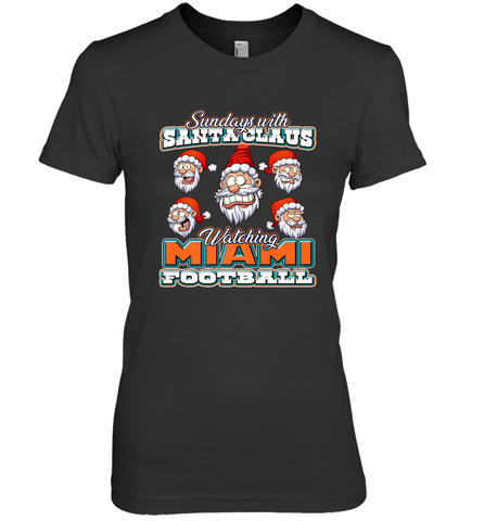NFL Miami Christmas Funny Santa Claus Watching Football Women's Premium T-Shirt Women's Premium T-Shirt / Black / XS Women's Premium T-Shirt - jonhlittlestore88