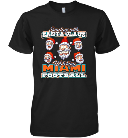 NFL Miami Christmas Funny Santa Claus Watching Football Men's Premium T-Shirt Men's Premium T-Shirt / Black / XS Men's Premium T-Shirt - jonhlittlestore88