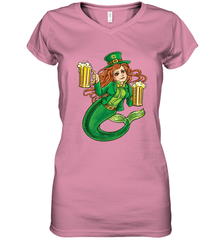 St Patricks Day Shirt Women Leprechaun Mermaid Girls Redhead Women's V-Neck T-Shirt Women's V-Neck T-Shirt - jonhlittlestore88