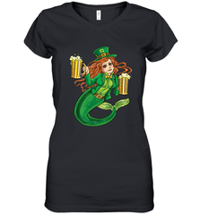 St Patricks Day Shirt Women Leprechaun Mermaid Girls Redhead Women's V-Neck T-Shirt Women's V-Neck T-Shirt - jonhlittlestore88