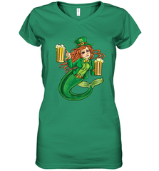 St Patricks Day Shirt Women Leprechaun Mermaid Girls Redhead Women's V-Neck T-Shirt Women's V-Neck T-Shirt - jonhlittlestore88