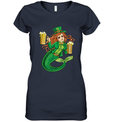 St Patricks Day Shirt Women Leprechaun Mermaid Girls Redhead Women's V-Neck T-Shirt Women's V-Neck T-Shirt - jonhlittlestore88