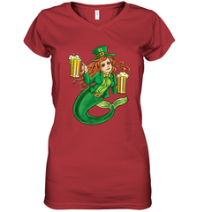 St Patricks Day Shirt Women Leprechaun Mermaid Girls Redhead Women's V-Neck T-Shirt Women's V-Neck T-Shirt - jonhlittlestore88