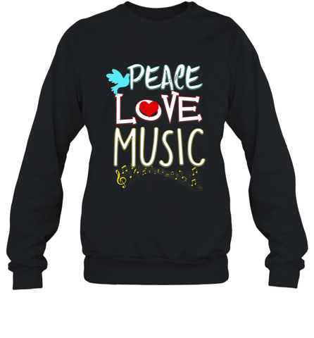 Peace Love Music Hippie Hipster Festival Crewneck Sweatshirt Crewneck Sweatshirt / Black / S Crewneck Sweatshirt - jonhlittlestore88
