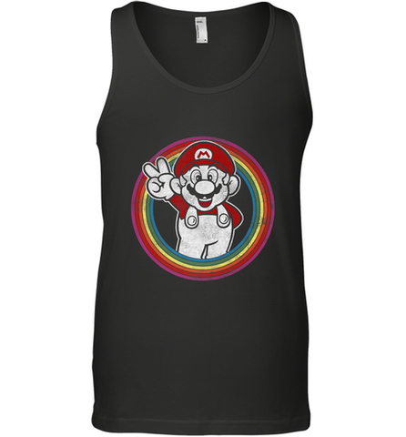 Super Mario Rainbow Circle Distressed Logo Men's Tank Top Men's Tank Top / Black / XS Men's Tank Top - jonhlittlestore88