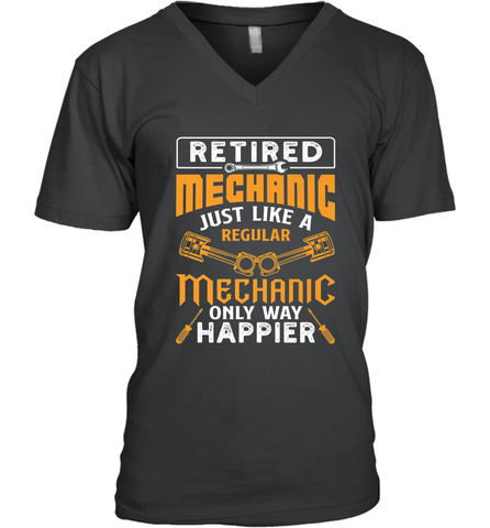Retired Mechanic Just Like A Regular Only Way Happier Men's V-Neck Men's V-Neck / Black / S Men's V-Neck - jonhlittlestore88