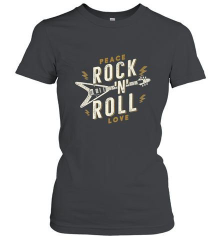 Peace Rock and Roll Love Music Guitar Retro Hippie Women's T-Shirt Women's T-Shirt / Black / S Women's T-Shirt - jonhlittlestore88