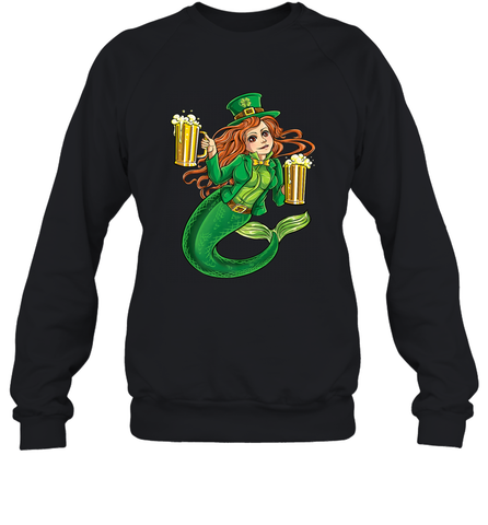 St Patricks Day Shirt Women Leprechaun Mermaid Girls Redhead Crewneck Sweatshirt Crewneck Sweatshirt / Black / S Crewneck Sweatshirt - jonhlittlestore88