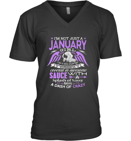 January Birthday Girl Shirt Not Just Girl Wonderful Gift Men's V-Neck Men's V-Neck / Black / S Men's V-Neck - jonhlittlestore88