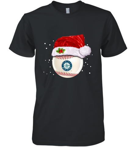 Seattle Mariners Logo Baseball Ball Christmas Santa Hat Xmas Sport Funny Snow Men's Premium T-Shirt Men's Premium T-Shirt / Black / XS Men's Premium T-Shirt - jonhlittlestore88