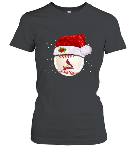St. Louis Cardinals Logo Baseball Ball Christmas Santa Hat Xmas Sport Funny Snow Women's T-Shirt Women's T-Shirt / Black / S Women's T-Shirt - jonhlittlestore88