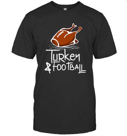 Turkey And Football Thanksgiving Day Football Fan Holiday Gift Men's T-Shirt Men's T-Shirt / Black / S Men's T-Shirt - jonhlittlestore88