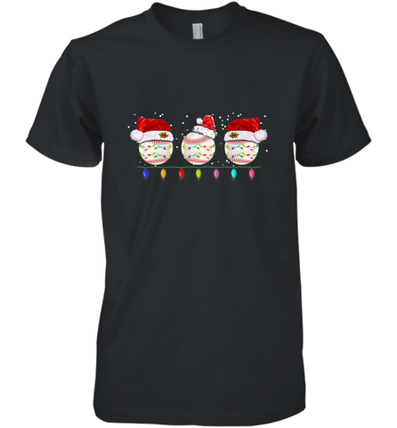 Three Baseball Balls Christmas Gift Santa Xmas lights Snow Men's Premium T-Shirt Men's Premium T-Shirt / Black / XS Men's Premium T-Shirt - jonhlittlestore88