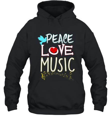 Peace Love Music Hippie Hipster Festival Hooded Sweatshirt Hooded Sweatshirt / Black / S Hooded Sweatshirt - jonhlittlestore88