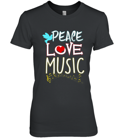 Peace Love Music Hippie Hipster Festival Women's Premium T-Shirt Women's Premium T-Shirt / Black / XS Women's Premium T-Shirt - jonhlittlestore88