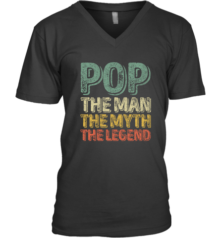 Pop The Man The Myth The Legend Father's Day Men's V-Neck Men's V-Neck / Black / S Apparel - jonhlittlestore88