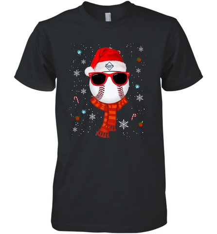 Tampa Bay Rays LogoChristmas Baseball Player Glasses Santa Hat Pajama Gift Men's Premium T-Shirt Men's Premium T-Shirt / Black / XS Men's Premium T-Shirt - jonhlittlestore88