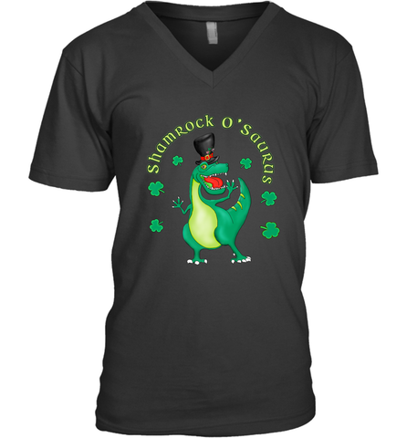 T Rex Dinosaur St. Patrick's Day Irish Funny Men's V-Neck Men's V-Neck / Black / S Men's V-Neck - jonhlittlestore88