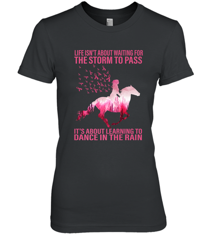 Life Is Not About Waiting Breast Cancer Hippie Peace Horse Women's Premium T-Shirt Women's Premium T-Shirt / Black / XS Women's Premium T-Shirt - jonhlittlestore88