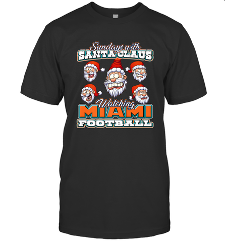 NFL Miami Christmas Funny Santa Claus Watching Football Men's T-Shirt Men's T-Shirt / Black / S Men's T-Shirt - jonhlittlestore88