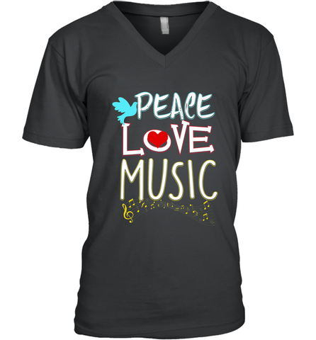 Peace Love Music Hippie Hipster Festival Men's V-Neck Men's V-Neck / Black / S Men's V-Neck - jonhlittlestore88