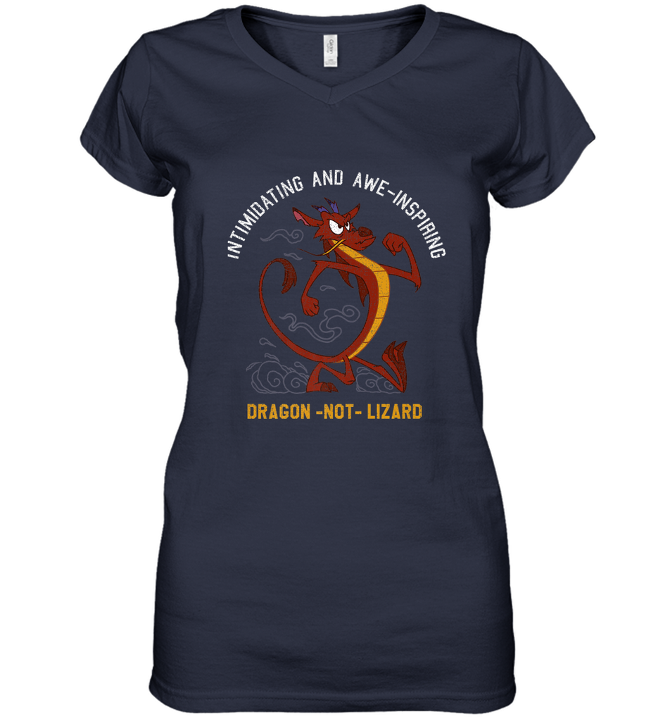Disney Mulan Mushu Dragon Not Lizard Portrait Women s V Neck T