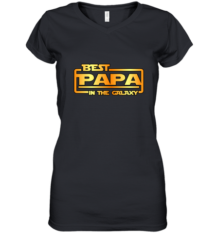 The best Papa in the galaxy Women's V-Neck T-Shirt Women's V-Neck T-Shirt / Black / S Apparel - jonhlittlestore88