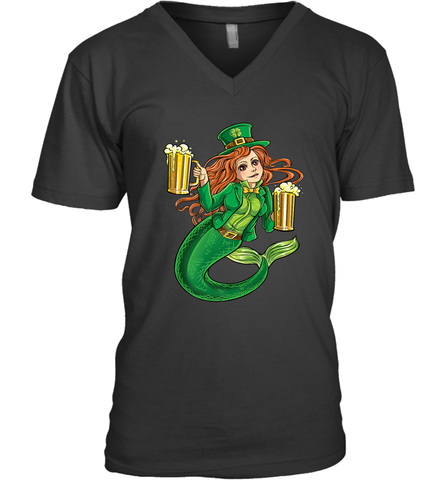 St Patricks Day Shirt Women Leprechaun Mermaid Girls Redhead Men's V-Neck Men's V-Neck / Black / S Men's V-Neck - jonhlittlestore88