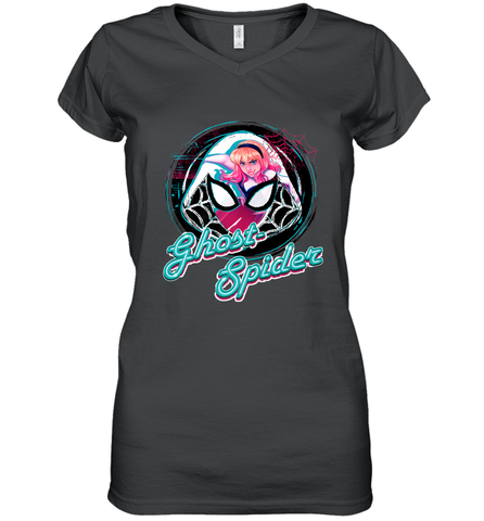 Marvel Rising Secret Warriors Ghost Spider Portrait Badge Women's V-Neck T-Shirt Women's V-Neck T-Shirt / Black / S Women's V-Neck T-Shirt - jonhlittlestore88