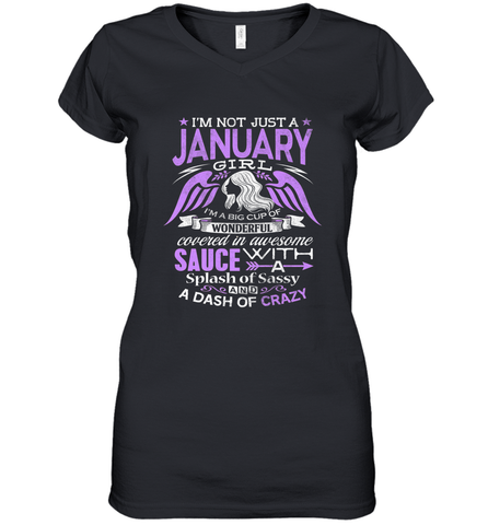 January Birthday Girl Shirt Not Just Girl Wonderful Gift Women's V-Neck T-Shirt Women's V-Neck T-Shirt / Black / S Women's V-Neck T-Shirt - jonhlittlestore88