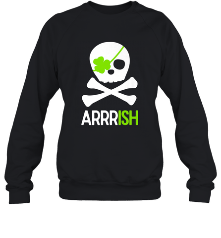 St. Patricks Day Irish Pirate Skull and Cross bones Crewneck Sweatshirt Crewneck Sweatshirt / Black / S Crewneck Sweatshirt - jonhlittlestore88