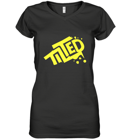 Fortnite Tilted (Yellow Logo) Women's V-Neck T-Shirt Women's V-Neck T-Shirt / Black / S Women's V-Neck T-Shirt - jonhlittlestore88