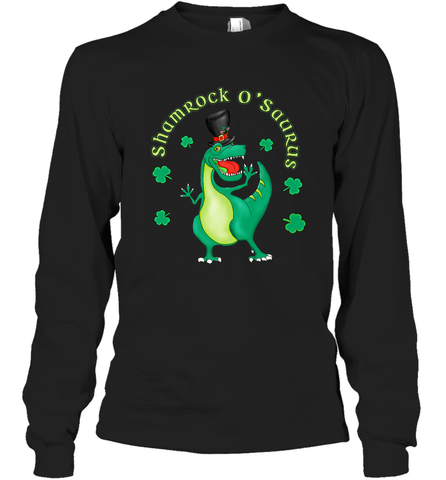 T Rex Dinosaur St. Patrick's Day Irish Funny Long Sleeve T-Shirt Long Sleeve T-Shirt / Black / S Long Sleeve T-Shirt - jonhlittlestore88