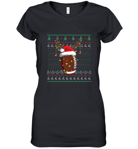 NFL Ugly Christmas Sweater Football Christmas Funny Kids Boys Women's V-Neck T-Shirt Women's V-Neck T-Shirt / Black / S Women's V-Neck T-Shirt - jonhlittlestore88