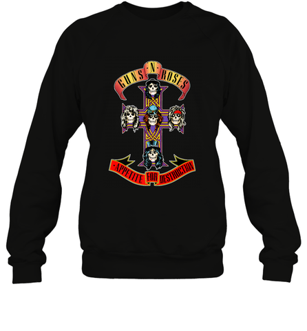 Guns N' Roses Classic Cross Logo Crewneck Sweatshirt Crewneck Sweatshirt / Black / S Crewneck Sweatshirt - jonhlittlestore88
