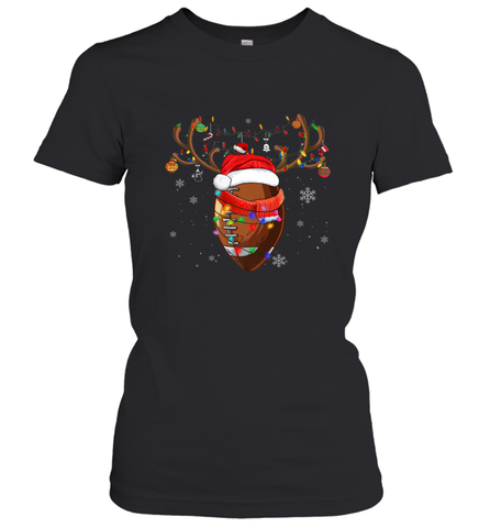 NFL Santa Hat American Football Reindeer Christmas Funny Sport Women's T-Shirt Women's T-Shirt / Black / S Women's T-Shirt - jonhlittlestore88