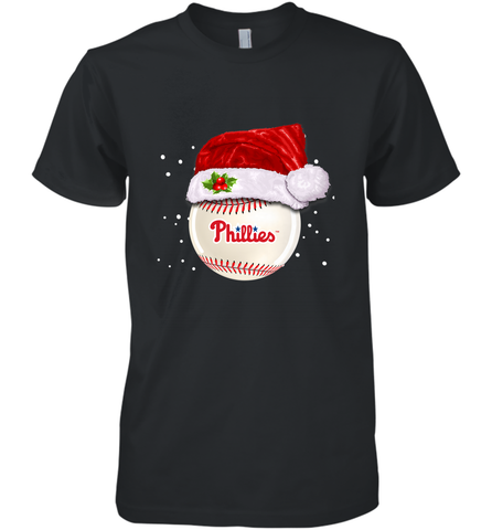 Philadelphia Phillies logo Baseball Ball Christmas Santa Hat Xmas Sport Funny Snow Men's Premium T-Shirt Men's Premium T-Shirt / Black / XS Men's Premium T-Shirt - jonhlittlestore88
