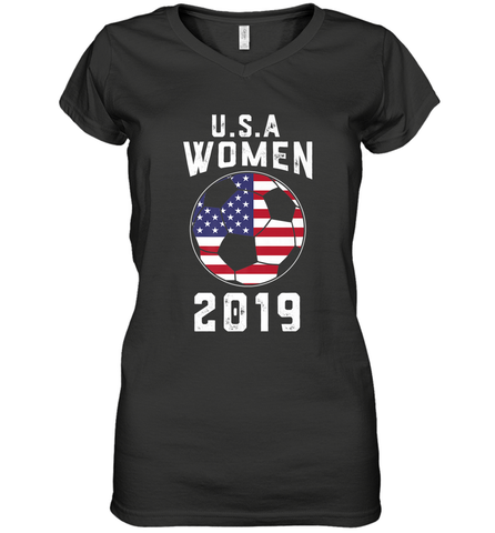USA United States Women 2019 Soccer US Futbol Women's V-Neck T-Shirt Women's V-Neck T-Shirt / Black / S Women's V-Neck T-Shirt - jonhlittlestore88