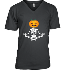 Halloween Yoga Zen Meditation Pumpkin skeleton Gift idea Men's V-Neck Men's V-Neck - jonhlittlestore88