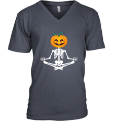 Halloween Yoga Zen Meditation Pumpkin skeleton Gift idea Men's V-Neck Men's V-Neck - jonhlittlestore88