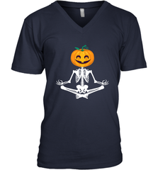Halloween Yoga Zen Meditation Pumpkin skeleton Gift idea Men's V-Neck Men's V-Neck - jonhlittlestore88