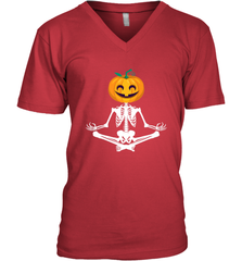 Halloween Yoga Zen Meditation Pumpkin skeleton Gift idea Men's V-Neck Men's V-Neck - jonhlittlestore88