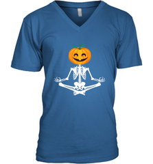 Halloween Yoga Zen Meditation Pumpkin skeleton Gift idea Men's V-Neck Men's V-Neck - jonhlittlestore88