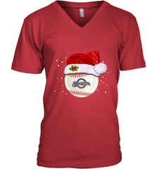 Milwaukee Brewers Logo Baseball Ball Christmas Santa Hat Xmas Sport Funny Snow Men's V-Neck Men's V-Neck - jonhlittlestore88