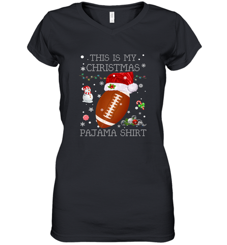 NFL This Is My Christmas Pajama Shirt  Football christmas ugly Women's V-Neck T-Shirt Women's V-Neck T-Shirt / Black / S Women's V-Neck T-Shirt - jonhlittlestore88