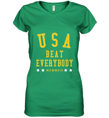 USA Beat Everybody Shirt _ USA Beat Everybody Women's V-Neck T-Shirt Women's V-Neck T-Shirt - jonhlittlestore88