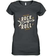 Peace Rock and Roll Love Music Guitar Retro Hippie Women's V-Neck T-Shirt Women's V-Neck T-Shirt - jonhlittlestore88
